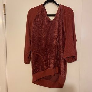 Free People Velvet Hooded Sweatshirt